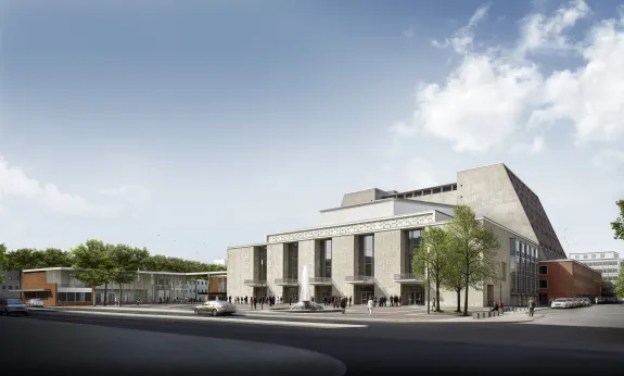 Visualisierung des Opernhauses am Offenbachplatz bei Tag